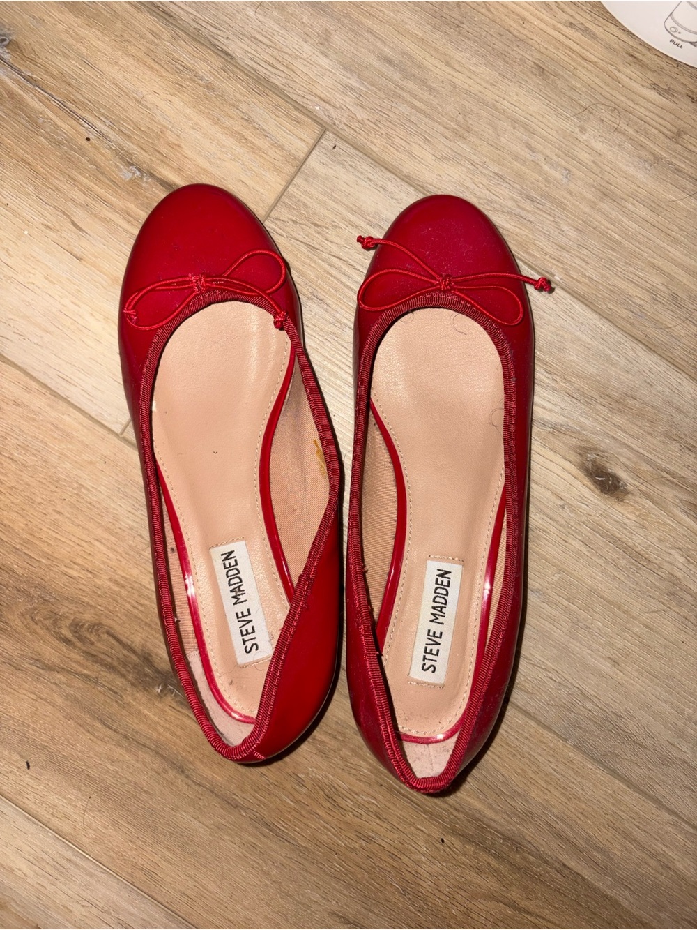 Steve Madden Red Leather Ballet Flats with Bow
